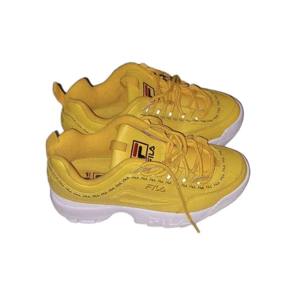 Fila Disruptor 2 Athletic Shoe Yellow Logo Tape Big Kid YOUTH Womens